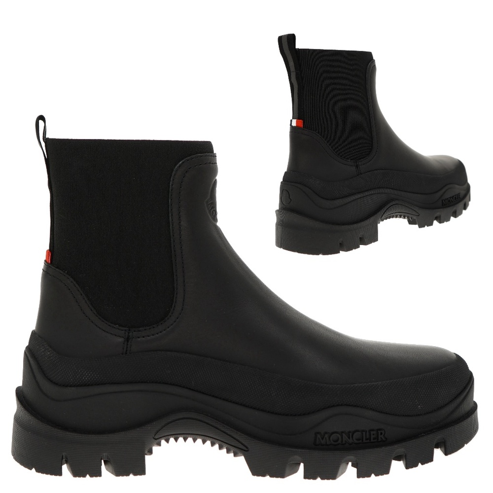 Moncler Larue Chelsea Ankle Boots Black Leather Size 9 US New